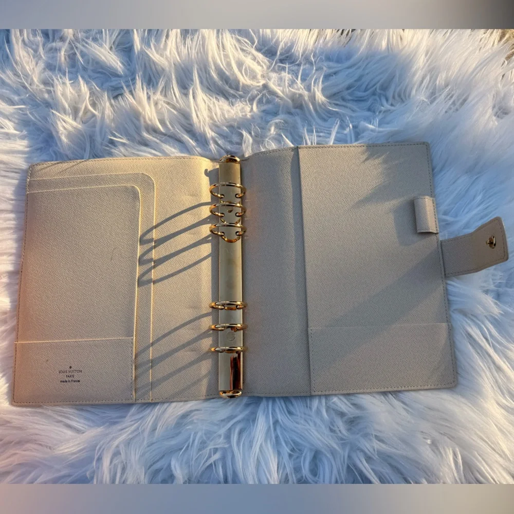 Louis Vuitton Large 6-ring Planner; Damier Azur Canvas (fits A5 paper)